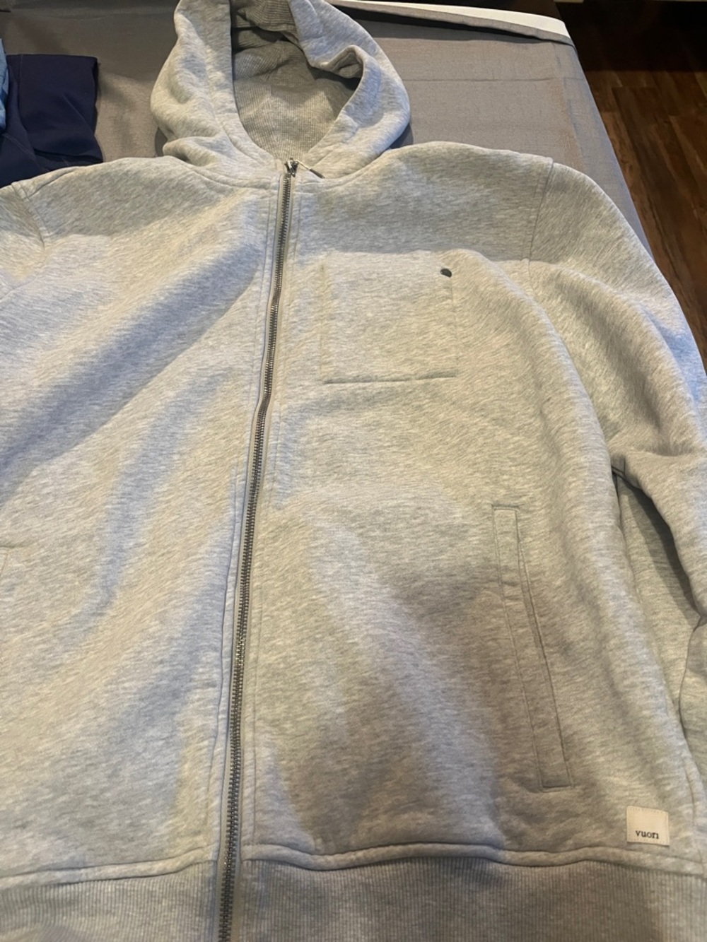 Vuori Heather Gray Full-Zip Hoodie